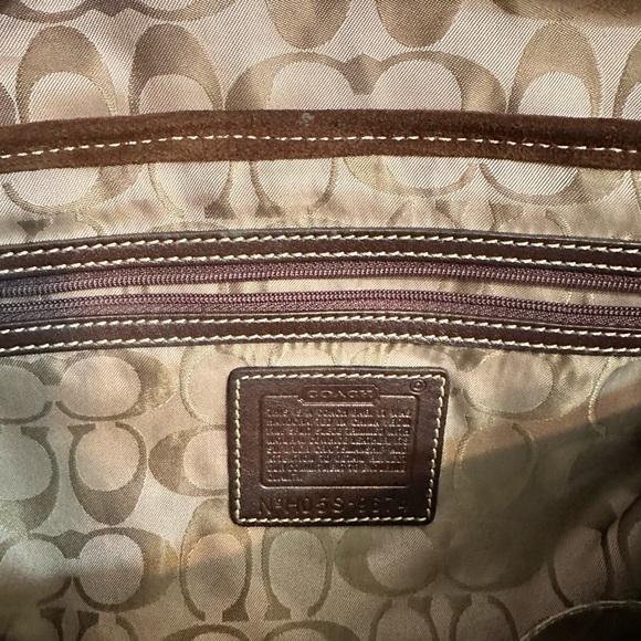 Coach Brown Suede Satchel with Dark Brown Leather Trim - Picture 3 of 3
